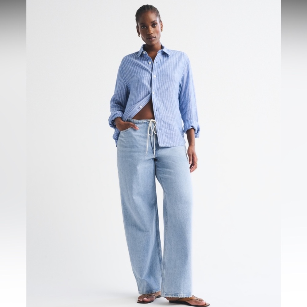 Abercrombie & Fitch Curve Love Low Rise Ultra Loose Drawstring Jean